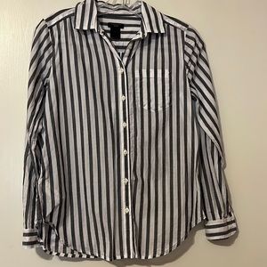 Ann Taylor Button Up Striped petite Blouse
